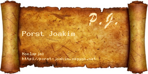 Porst Joakim névjegykártya
